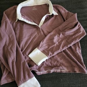 Aerie preppy cropped polo - purpley mauve